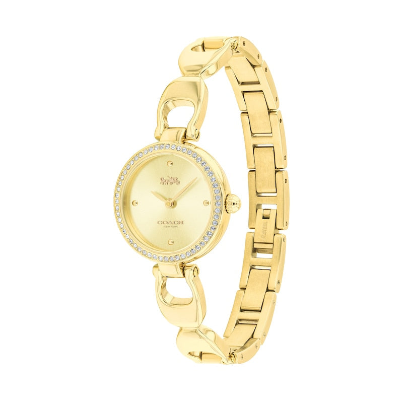 Coach Park Diamonds Gold Dial Gold Steel Strap Watch for Women - 14503171 Buy Now By Coach