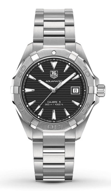 Tag Heuer Aquaracer Automatic Black Dial Silver Steel Strap Watch for Men - WAY2110.BA0928 Buy Now By Tag Heuer