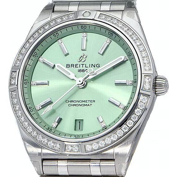 Breitling Chronomat Automatic 36 Diamonds Green Dial Two Tone Steel Strap Watch for Women - A10380591L1A1 Buy Now By Breitling