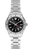 Versace Hellenyium GMT Black Dial Silver Steel Strap Watch for Men - V11020015 Buy Now By Versace