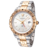 Versace Hellenyium GMT Silver Dial Two Tone Steel Strap Watch for Men - V11030015 Buy Now By Versace