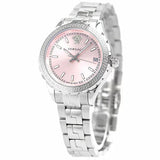 Versace Hellenyium Pink Dial Silver Steel Strap Watch for Women - V12010015 Buy Now By Versace
