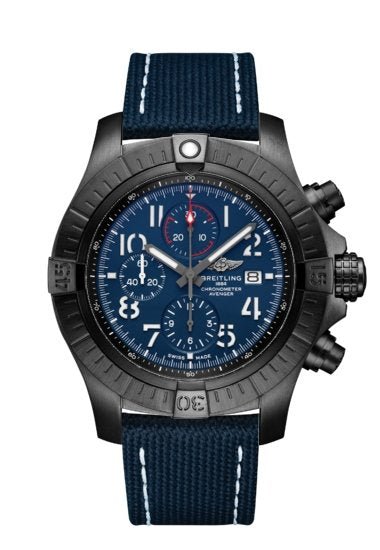 Breitling Super Avenger Chronograph 48 Night Mission Blue Dial Blue Leather Strap Watch for Men - V13375101C1X2 Buy Now By Breitling