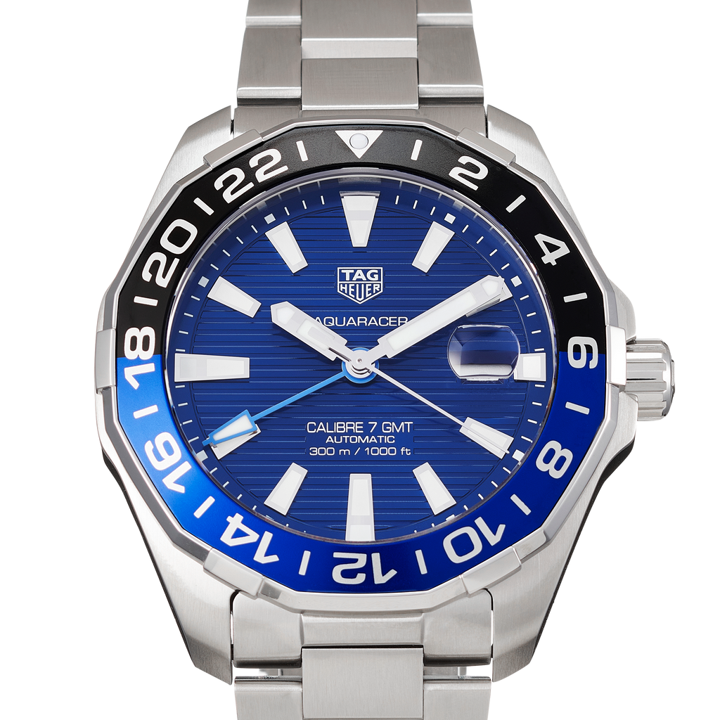 Tag Heuer Aquaracer GMT Calibre 6 Automatic Blue Dial Silver Steel Strap Watch for Men - WAY201T.BA0927 Buy Now By Tag Heuer
