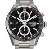 Tag Heuer Carrera Automatic Chronograph Black Dial Silver Steel Strap Watch for Men - CBM2110.BA0651 Buy Now By Tag Heuer
