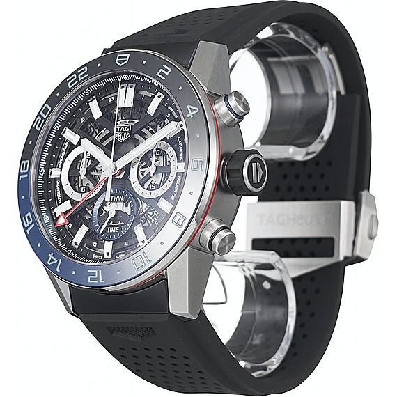 Tag Heuer Carrera Automatic Chronograph Steel & Ceramic Black Dial Black Rubber Strap Watch for Men - CBG2A1Z.FT6157 Buy Now By Tag Heuer