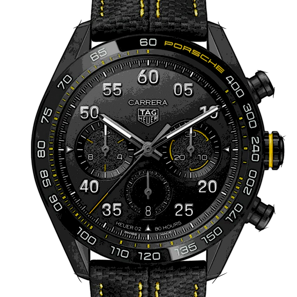 Tag Heuer Carrera x Porsche Automatic Chronograph Black Dial Black Nylon Strap Watch for Men - CBN2A1H.FC6512 Buy Now By Tag Heuer