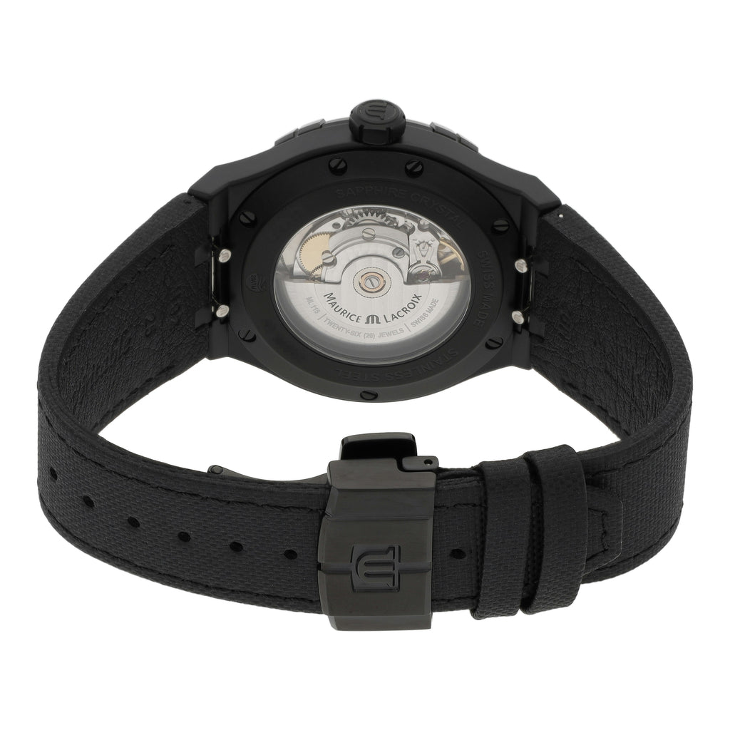 Maurice Lacroix Automatic Date Black Dial Black Leather Strap Watch For Men - AI6008-PVB01-330-1 Buy Now By Maurice Lacroix