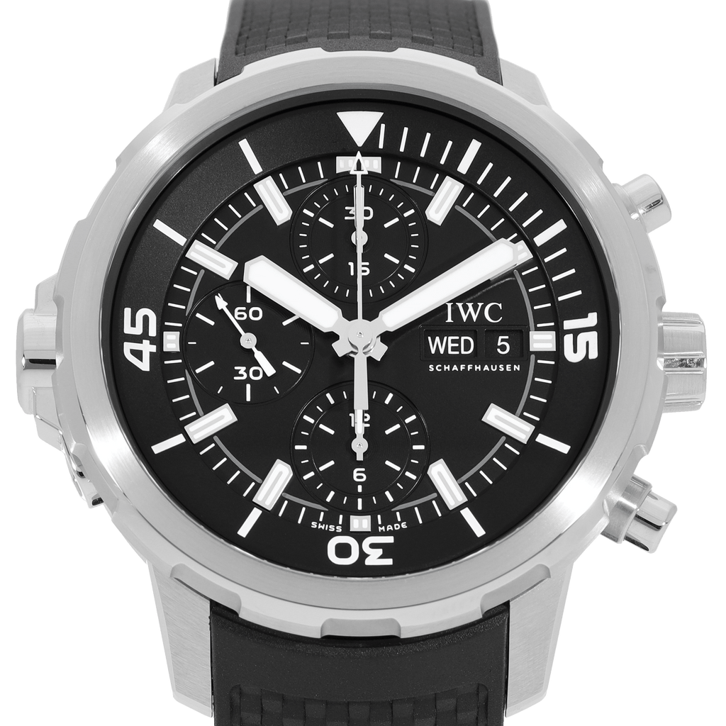 IWC Aquatimer Chronograph Black Dial Black Leather Strap Watch for Men - IW376803 Buy Now By IWC