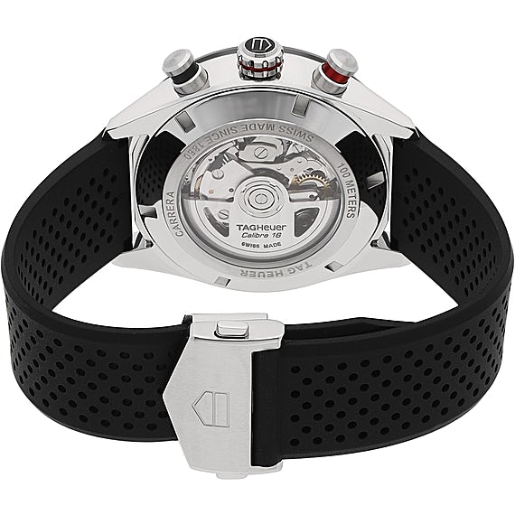 Tag Heuer Carrera Chronograph Black Dial Black Rubber Strap Watch for Men - CBN2A1AA.FT6228 Buy Now By Tag Heuer