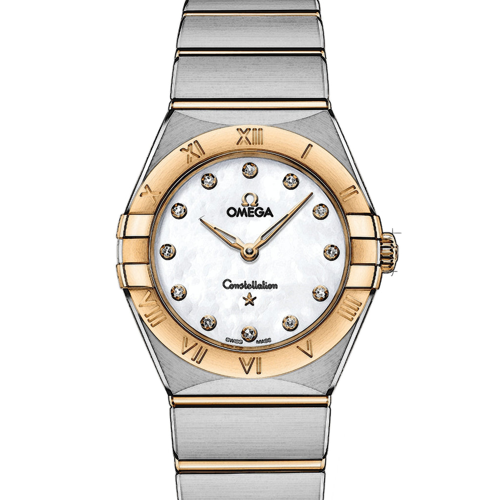 Omega Constellation Manhattan Mother of Pearl Dial Two Tone Steel Strap Watch for Women - 131.20.28.60.55.002 Buy Now By Omega