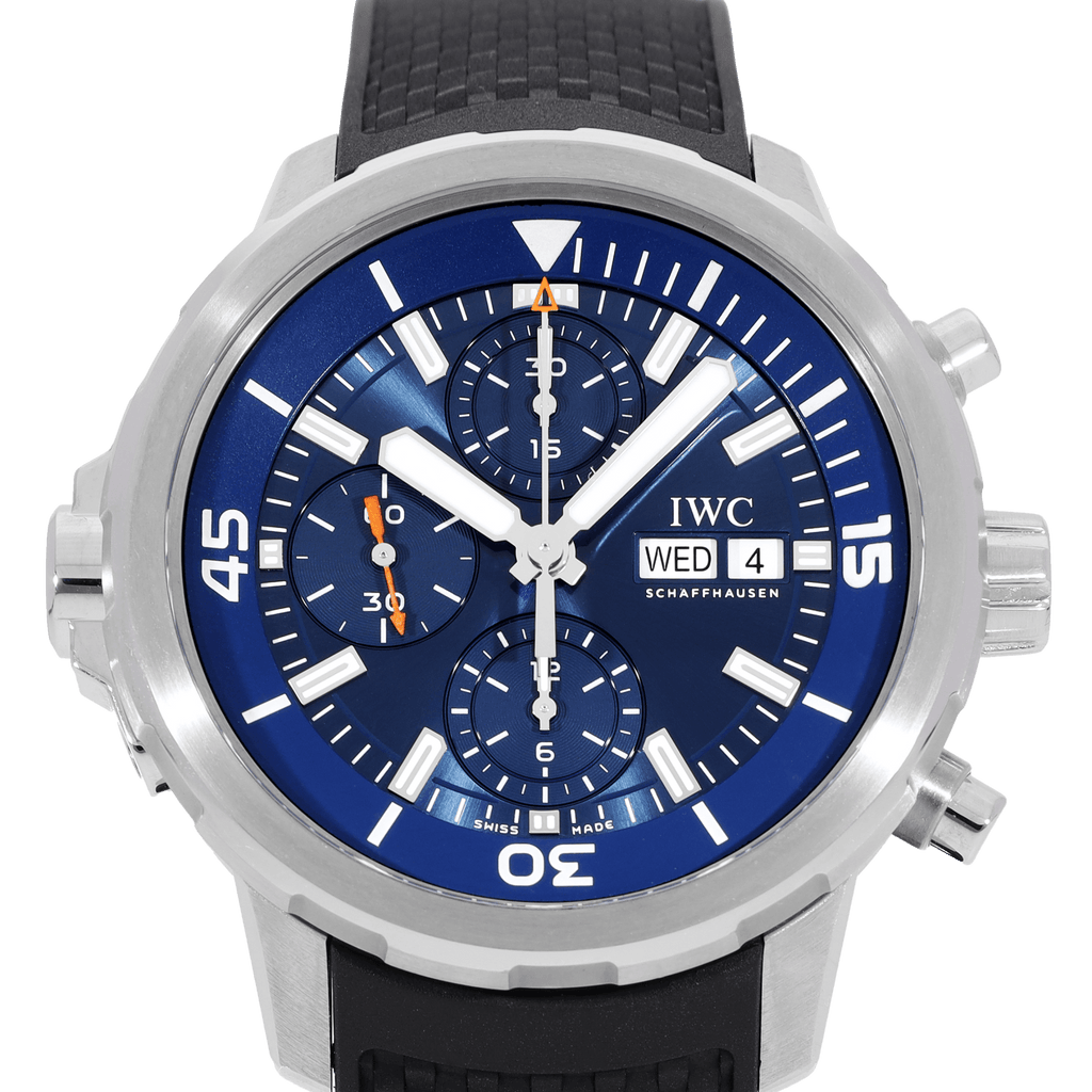 IWC Aquatimer Automatic Chronograph 44mm Blue Dial Black Rubber Strap Watch for Men - IW376805 Buy Now By IWC