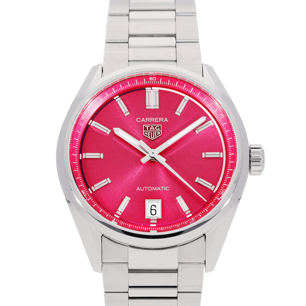 Tag Heuer Carrera Date Automatic 18K Pink Dial Silver Steel Strap Watch for Women - WBN2313.BA0001 Buy Now By Tag Heuer