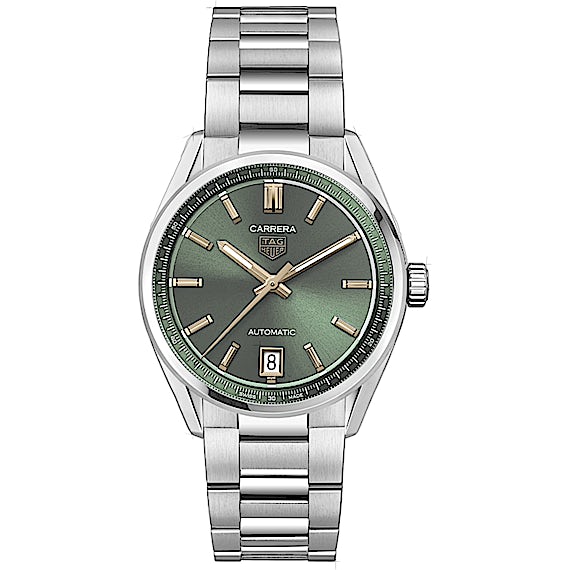 Tag Heuer Carrera Date Automatic 18K Green Dial Silver Steel Strap Watch for Women - WBN2312.BA0001 Buy Now By Tag Heuer