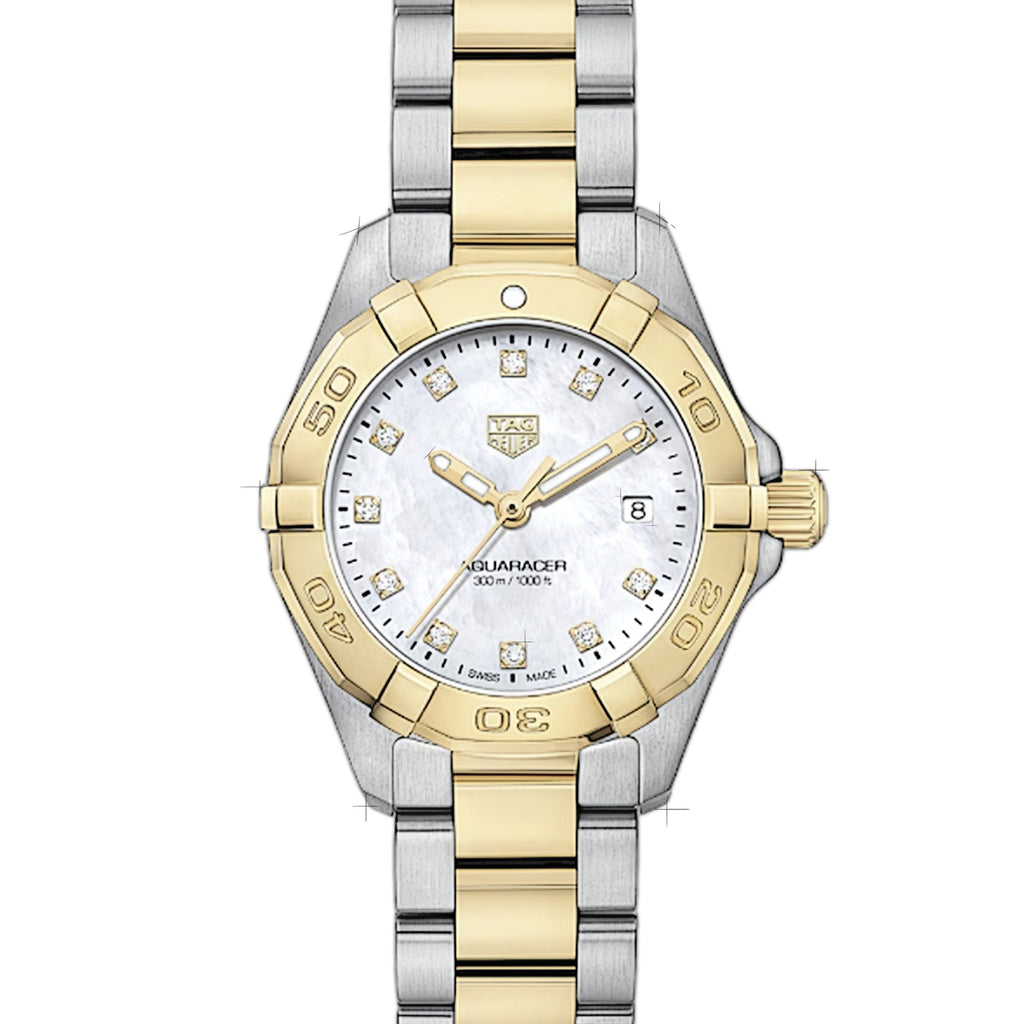 Tag Heuer Aquaracer Diamonds Mother of Pearl Dial Two Tone Steel Strap Watch for Men - WBD1422.BB0321 Buy Now By Tag Heuer