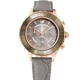 Swarovski Octea Lux Chrono Grey Dial Grey Leather Strap Watch for Women - 5452495 Buy Now By Swarovski