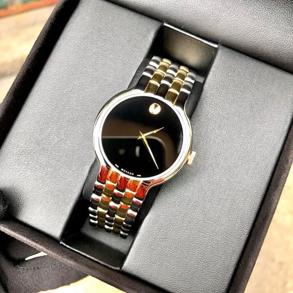 Movado Veturi Quartz Black Dial Two Tone Steel Strap Watch for Men - 0606932 Buy Now By Movado