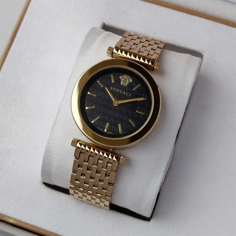 Versace V-Twist Black Dial Gold Mesh Bracelet Watch for Women - VELS00819 Buy Now By Versace