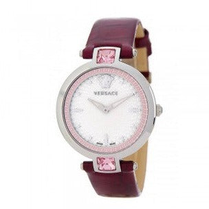 Versace Olympo Crystal Gleam White Dial Purple Leather Strap Watch for Women - VAN010016 Buy Now By Versace