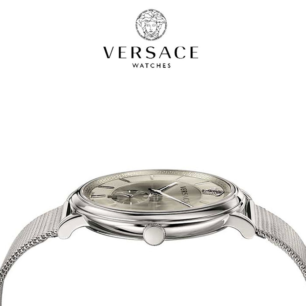 Versace V-Circle Silver Dial Silver Mesh Bracelet Watch for Men - VBQ060017 Buy Now By Versace