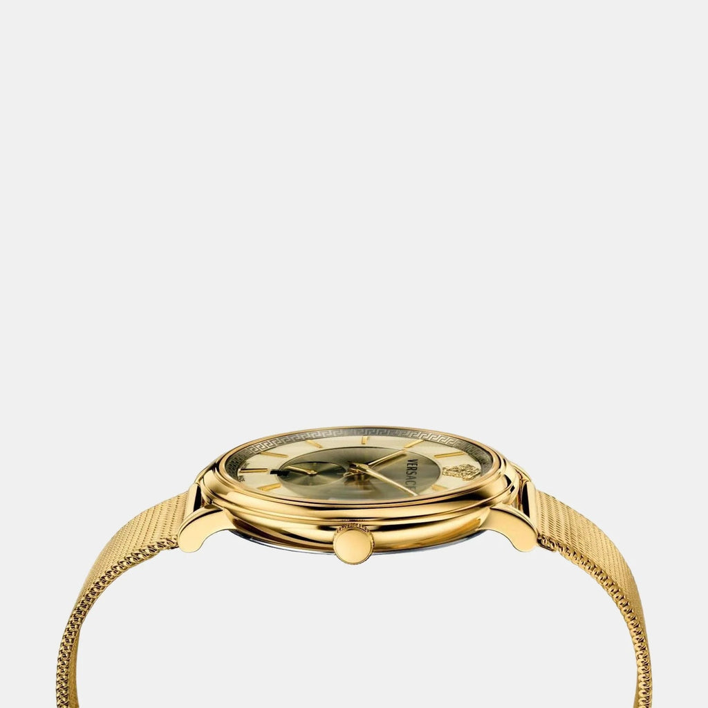 Versace V Circle Quartz Gold Dial Gold Mesh Bracelet Watch For Men - VBQ070017 Buy Now By Versace
