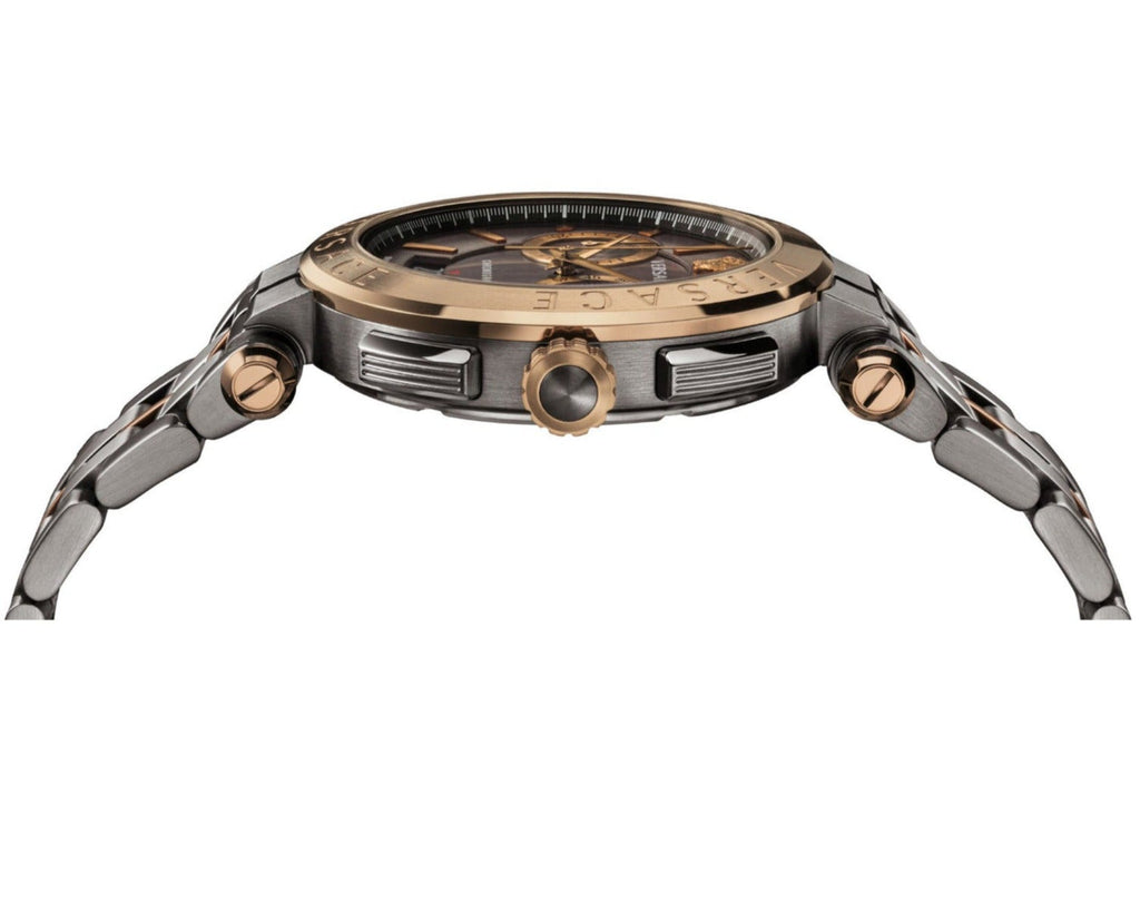 Versace Aion Chronograph Black Dial Grey Steel Strap Watch for Men - VBR050017 Buy Now By Versace