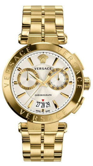 Versace V Racer Chronograph White Dial Gold Steel Strap Watch for Men - VBR060017 Buy Now By Versace