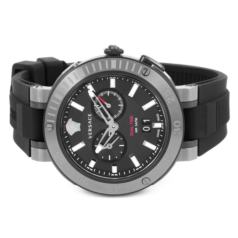 Versace V Extreme Chronograph Black Tone Dial Black Rubber Strap Watch for Men - VCN020017 Buy Now By Versace