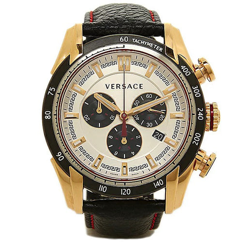 Versace V-Ray Chronograph White Dial Black Leather Strap Watch for Men - VDB040014 Buy Now By Versace