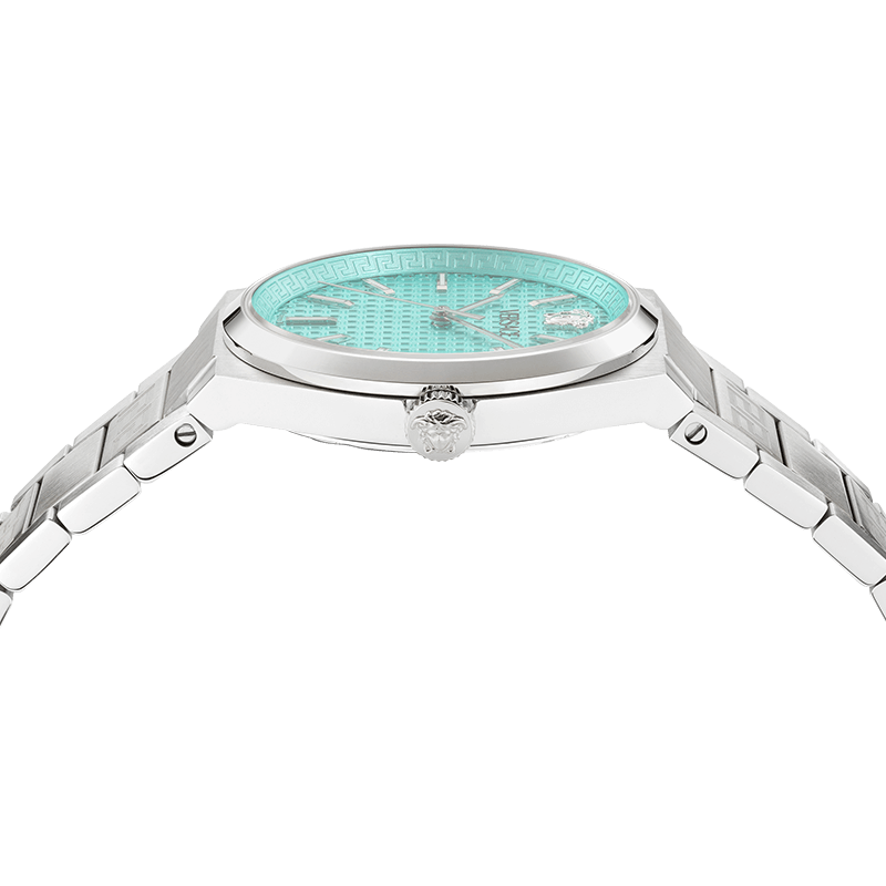 Versace V-Auria Quartz Turquoise Dial Silver Steel Strap Watch for Women - VE0F00225 Buy Now By Versace
