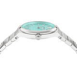 Versace V-Auria Quartz Turquoise Dial Silver Steel Strap Watch for Women - VE0F00225 Buy Now By Versace