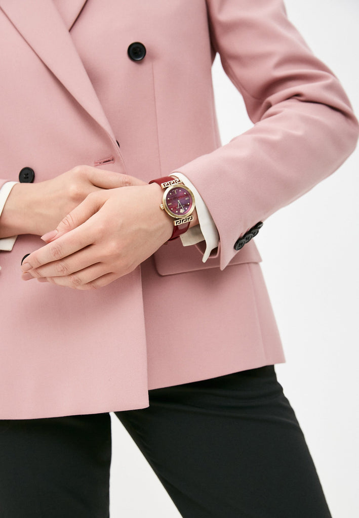 Versace Greca Meander Red Dial Red Leather Strap Watch for Women - VELW00320 Buy Now By Versace