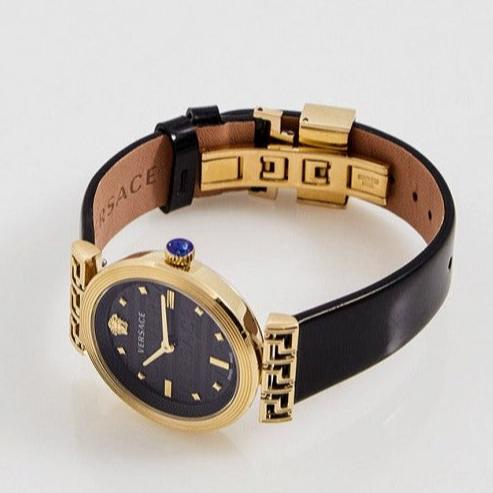 Versace Greca Meander Black Dial Black Leather Strap Watch for Women - VELW00420 Buy Now By Versace