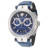 Versace Aion Chronograph Blue Dial Blue Leather Strap Watch for Men - VE1D01220 Buy Now By Versace