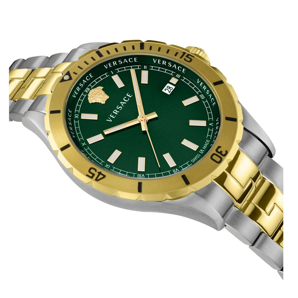 Versace Hellenyium Quartz Green Dial Two Tone Steel Strap Watch For Men - VE3A00720 Buy Now By Versace