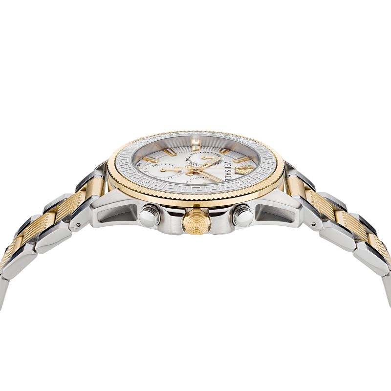 Versace Greca Action Chronograph Quartz Silver Dial Two Tone Steel Strap Watch for Men - VE3J00522 Buy Now By Versace