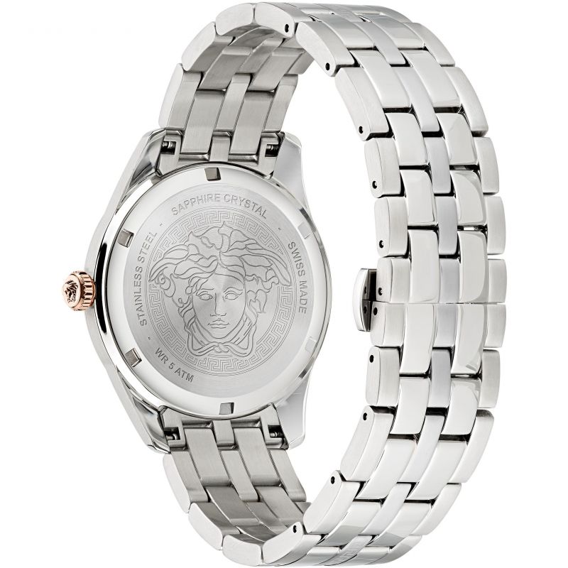 Versace Greca Time Quartz Black Dial Silver Steel Strap Watch For Men - VE3K00322 Buy Now By Versace