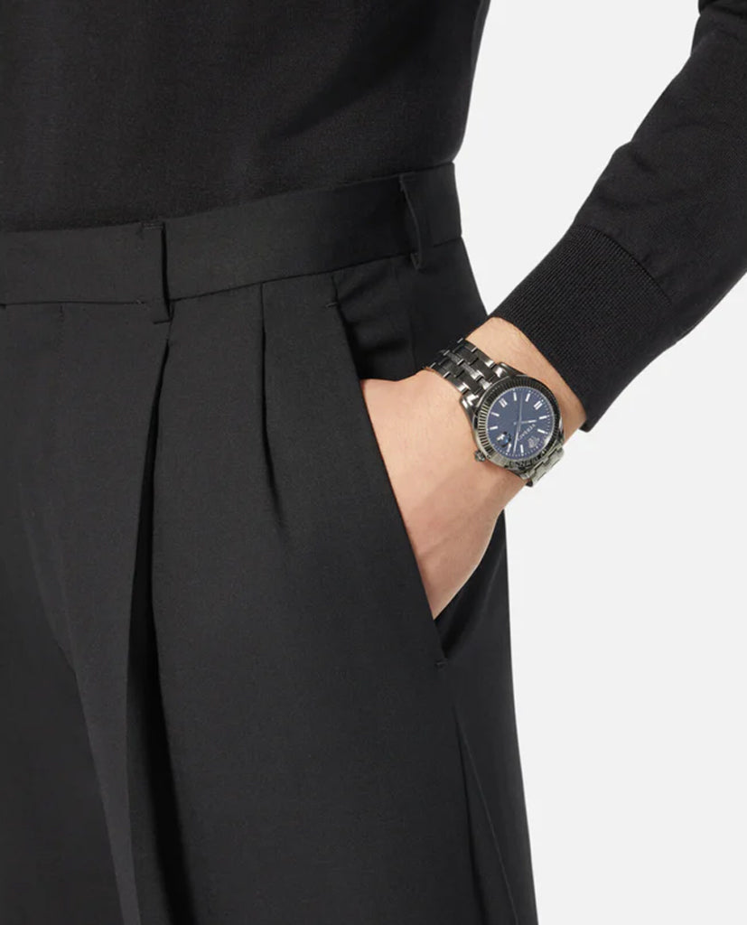 Versace Greca Time Quartz Black Dial Grey Steel Strap Watch for Men - VE3K00622 Buy Now By Versace