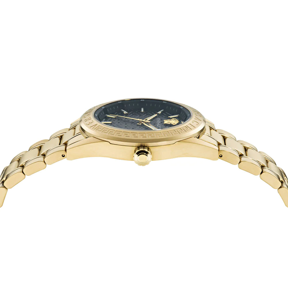 Versace Greca Moonphase Quartz Black Dial Gold Steel Strap Watch for Men - VE7G00323 Buy Now By Versace