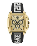 Versace Dominus Chronograph Gold Dial Black Silicone Strap Watch For Men - VE6H00223 Buy Now By Versace