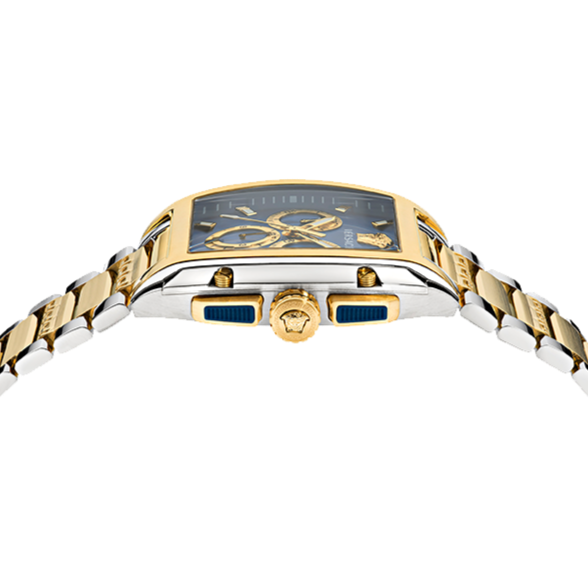 Versace Dominus Chronograph Blue Dial Two Tone Steel Strap Watch For Men - VE6H00723 Buy Now By Versace