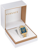 Versace Dominus Chronograph Blue Dial Two Tone Steel Strap Watch For Men - VE6H00723 Buy Now By Versace