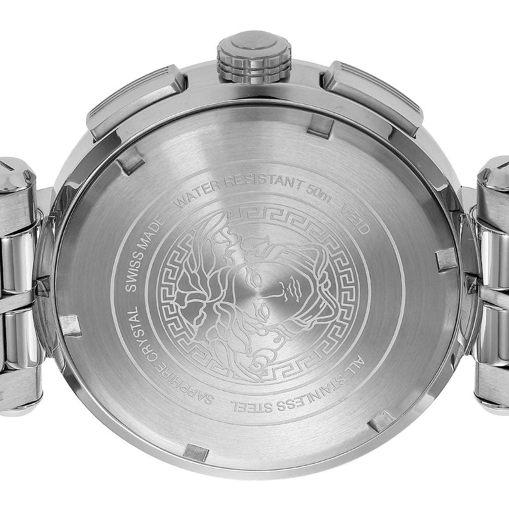 Versace Aion Chronograph Black Dial Silver Steel Strap Watch For Men - VE1D01019 Buy Now By Versace