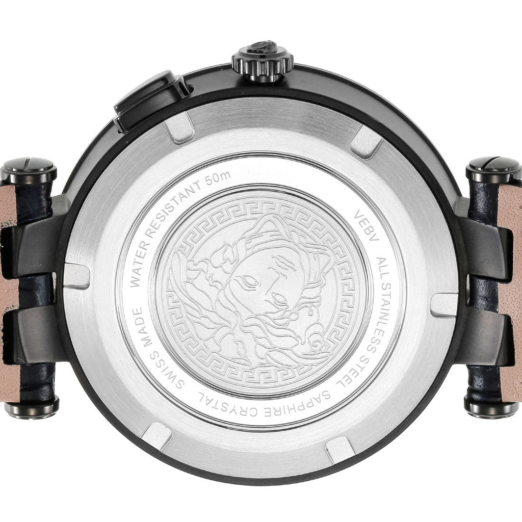 Versace V Race Chronograph Quartz Blue Dial Blue Leather Strap Watch For Men - VEBV00419 Buy Now By Versace