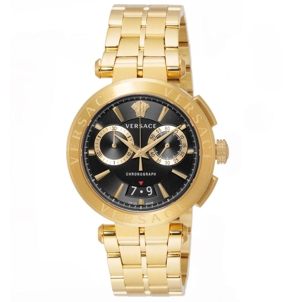 Versace Aion Chronograph Black Dial Gold Steel Strap Watch For Men - VE1D01721 Buy Now By Versace