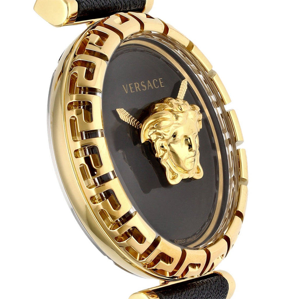 Versace Palazzo Empire Greca Black Dial Black Leather Strap Watch for Women - VEDV00119 Buy Now By Versace