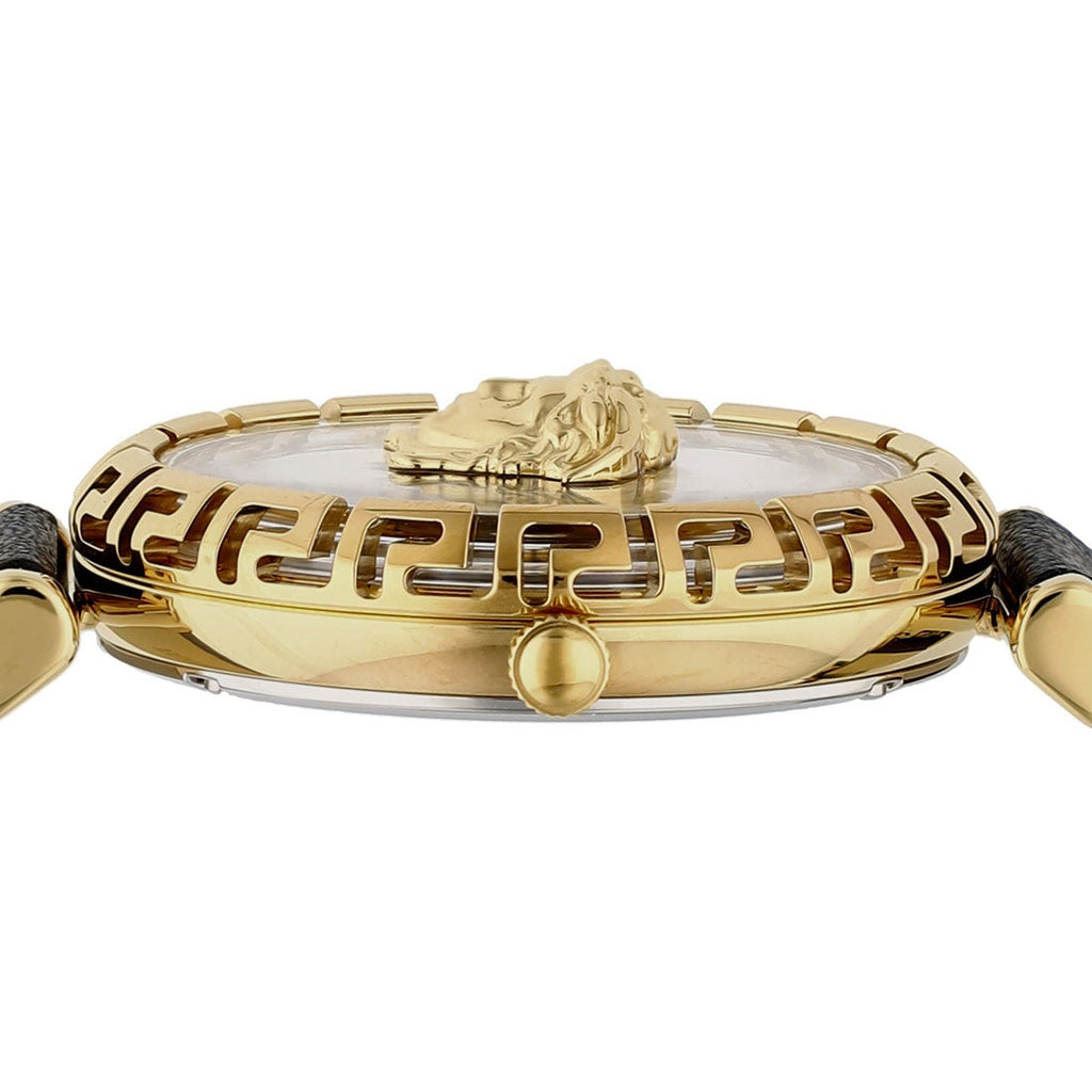 Versace Palazzo Empire Greca Black Dial Black Leather Strap Watch for Women - VEDV00119 Buy Now By Versace