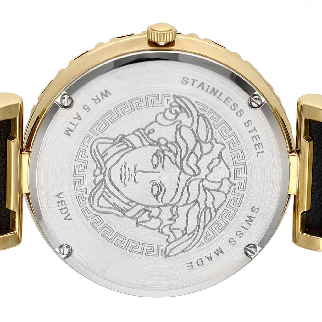 Versace Palazzo Empire Greca Black Dial Black Leather Strap Watch for Women - VEDV00119 Buy Now By Versace