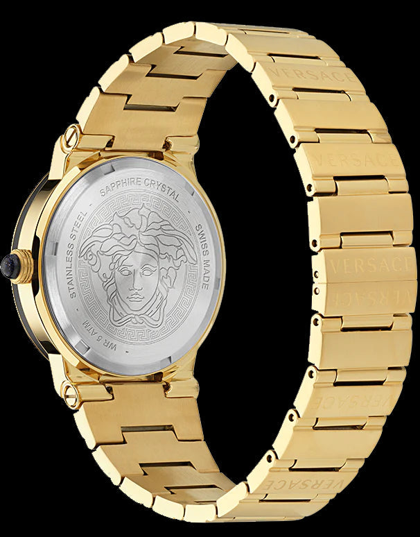 Versace Greca Moonphase Quartz Black Dial Gold Steel Strap Watch for Men - VE7G00323 Buy Now By Versace