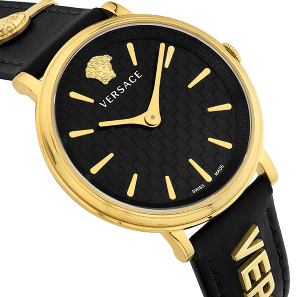 Versace V Circulus Quartz Black Dial Black Leather Strap Watch for Women - VBP12017 Buy Now By Versace